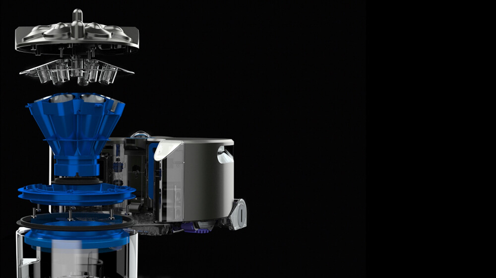 Dyson 360Eye&trade; captures microscopic particles using patented radial root cyclone&trade; technology
