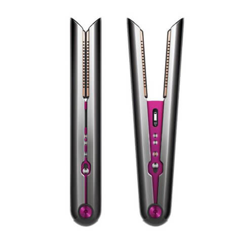 black nickel fuchsia Dyson Corrale closed and open product side views